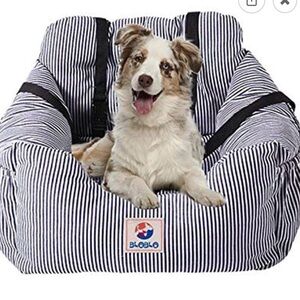 Striped Dog Car Seat - Brown and White